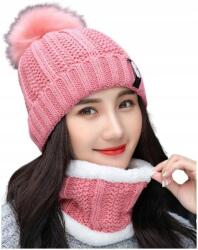 EdiBazzar Meleg Téli Kötött Mintás Női Szett Bélelt Sapka Kéménygallér Télre (5905884079010)
