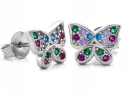 Lovrin Női ezüst fülbevaló 925 pillangó cirkónia kövekkel 1.28g ajándékba stekkeres