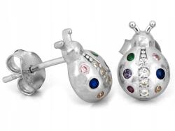 Lovrin Ezüst fülbevaló 925-ös, katicabogár cirkónia kövekkel, 1.62g, stekkeres, divatos ajándék