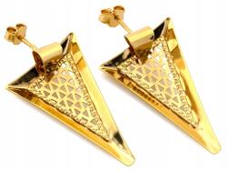 Lovrin 585-ös sárga arany fülbevaló, divatos háromszögek áttört mintával, stekkeres