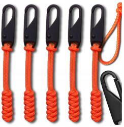 5 db-os narancssárga fém cipzárhúzó készlet, zsinórral (Zestaw 5szt zawieszek sznurek pomarańczowe)