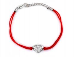 Lovrin Ezüst 925 karkötő piros zsinórral, szíves cirkónia kövekkel, 1.20g (61867961)