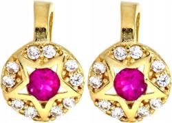 Lovrin Arany fülbevaló 585 rózsaszín csillagokkal körben 1, 31 g elegáns design nőknek (Lovrin 24901)