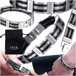 AVEK Acél Karkötő Nemesacél Ezüst Férfi Ajándék Fekete 19 CM (BM-0037)