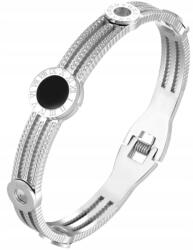 EdiBazzar Ezüst színű, 18K-val ezüstözött sebészeti acél karkötő, átmérő 5, 7×4, 7cm (BRANSOLETKA ZE STALI CHIRURGICZNEJ 316L)