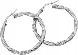 Lovrin 925-ös ezüst fülbevaló, nagy csavart, mart karika, átmérő 40mm, elegáns