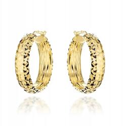 Lovrin Arany fülbevaló 585, széles, angol kapcsos, gyémántcsiszolt felülettel, 14 karátos, karika (Lovrin)