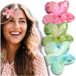  3 darabos hajcsat szett, nagy, színes Plumeria virágos csatok (Zestaw 3 szt spinki do włosów hawajski styl)