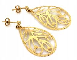 Lovrin Függő fülbevaló áttört mintás 585 14k Arany 2.70g ajándékba nőnek, divatos (43799355)