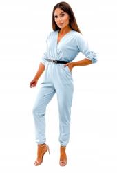  0018 Elegáns velúr overál övvel - glamour stílus Kék (DT2075)