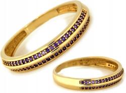 Lovrin Arany karikagyűrű 585-ös finomságú, lila cirkónia kövekkel, r11-es méret, 14 karátos, női