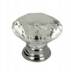 B&B Kerek bútorfogantyú, ezüst gyémánt stílusú, glamour fiókgombok (G101 SR)