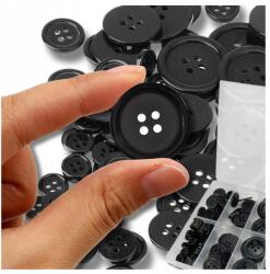  Gombok 100 db-os gomb szett gomb fekete kerek nadrág mix műanyag (5905884088746)