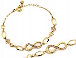 Lovrin Arany 585 láncos karkötő ovális szemekkel, virágokkal és végtelen jellel