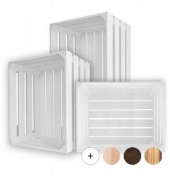 Creative Deco 3 x Doboz fehér fa deszka játék doboz szerszámok 50x40x30cm (X001YV2PQT)