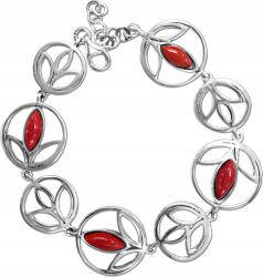 Lovrin Ezüst karkötő 925 karikákkal, piros kővel, modern mintával, divatos (Lovrin)