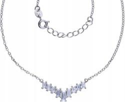 Lovrin 925-ös ezüst nyaklánc bagett cirkónia kövekkel, 2, 90g elegáns, divatos design, ajándék (Lovrin 52635)