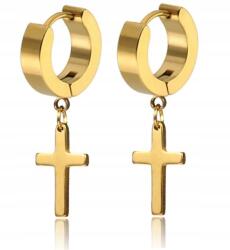  Arany színű, acél fülbevaló kereszttel, 10x15 mm (99015)