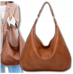 EdiBazzar Női Barna Bőr Táska Vödör Tágas A4 Méretű Nagy Válltáska Pánt Bőr (Damska Torebka Skórzana Brązowa Worek)