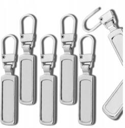 Ezüst színű fém cipzárhúzó készlet, cipzárakhoz, 5 db (Zestaw 5 sztuk metalowych zawieszek srebrnych)