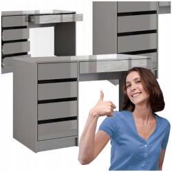 Vicco Fésülködőasztal lányoknak, szürke fényes, 5 fiókos, fésülködő asztal, íróasztal (MOBEL 5147 POJEMNA PRAKTYCZNA)