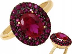 Lovrin Női arany gyűrű 585 markíza fazon piros cirkónia kövekkel, látványos, 2, 51g