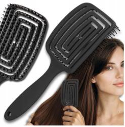 EdiBazzar Masszírozó kefe minden hajtípushoz rugalmas lapos fekete (Szczotka do włosów elastyczna płaska)