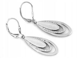 Lovrin Ezüst függő fülbevaló 925 fehér cirkónia kövekkel, 3.95g, elegáns mintázat