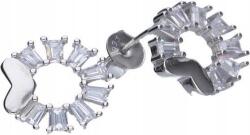 Lovrin 925-ös ezüst fülbevaló bagett csiszolású cirkónia kövekkel, szív alakú, stekkeres (Lovrin 45961)