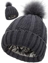 EdiBazzar Női Meleg téli sapka, bélelt, pomponnal (8900851287662)