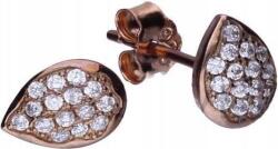 Lovrin 925-ös ezüst, aranyozott fülbevaló, könnycsepp alakú, cirkónia köves, női, ajándékba, levél mintás (Lovrin 47065)