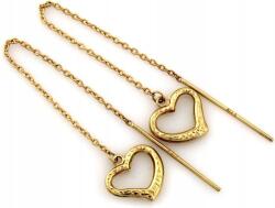 Lovrin Hosszú, lógó, 375-ös arany fülbevaló gyémántcsiszolású szívecskével, 9 karátos, divatos (Lovrin)