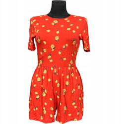 Asos Piros virágos rövid ujjú kombidressz rövidnadrággal, 36-os méret (UB000283)