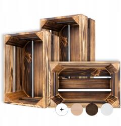 Creative Deco Égetett fa láda deszkákból, kis doboz virágoknak, 30x20x15cm x3 (X002002VCV)