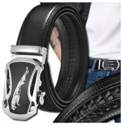 EdiBazzar Férfi elegáns bőr Öv automata csattal, fekete műbőr (Elegancki czarny pasek skórzany automatyczny)