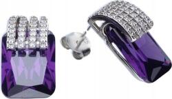 Lovrin Ezüst 925-ös fülbevaló, stekkeres, lila cirkónia kövekkel, divatos mintával, ajándéknak is kiváló (Lovrin 46262)