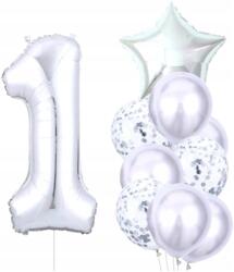 Lufik 10db születésnapra Ezüst konfetti fiú gyerek