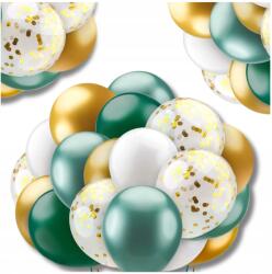 Lufik Zöld Arany 60db Esküvő Lakodalom Lufi szett áldozás konfetti Születésnap