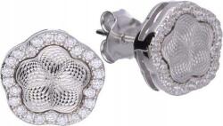 Lovrin Ezüst 925 virágos 3D fülbevaló cirkónia kövekkel, modern női design (Lovrin 46907)