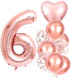 Lufik 10db hatodik születésnapra rózsaszín kislány gyerek konfetti