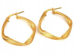 Lovrin Ezüstözött, aranyozott, 925-ös ezüst fülbevaló, négyzet alakú, 3, 65g, 28, 8mm-es, csavart, ajándéknak is kiváló