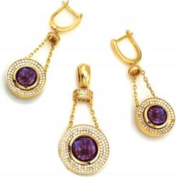 Lovrin Arany Ékszerszett 585 Lógó Körök divatos, elegáns ékszer szett (Lovrin 34142)