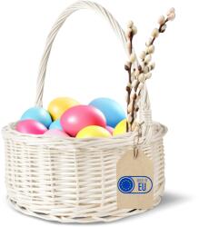 Creative Home Fehér húsvéti kosár gyermekeknek, fonott, fogantyúval, húsvéti kosár 30 cm (X00292AV3L)