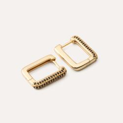 Giorre Téglalap alakú fülbevaló fekete cirkóniákkal, 925 ezüst, arany bevonattal (5905804383449)