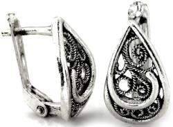 Lovrin Ezüst fülbevaló 925 áttört mintás csepp alakú, stílusos díszítéssel, nőknek (Lovrin 67060)