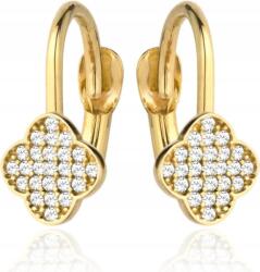 Lovrin Arany lóhere fülbevaló 585 cirkónia kövekkel, angol kapcsos, ajándék, 14k