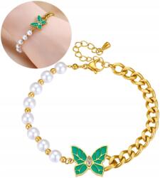 EdiBazzar Arany sebészeti acél karkötő elegáns 18K aranyozott női pillangó (BRANSOLETKA ZE STALI CHIRURGICZNEJ 316L 18k)