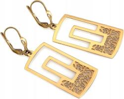 Lovrin Arany fülbevaló 585 akasztós, téglalap alakú, áttört mintával, ízléses, geometrikus 14K