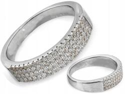 Lovrin Széles, karika stílusú, 925-ös ezüst gyűrű cirkóniákkal, r16-os méret, cirkónia kövek, 3.89g