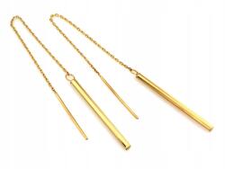 Lovrin Arany fülbevaló, átfűzős, hosszú, merev elemmel, 375-ös finomságú, 9 karátos pálcika